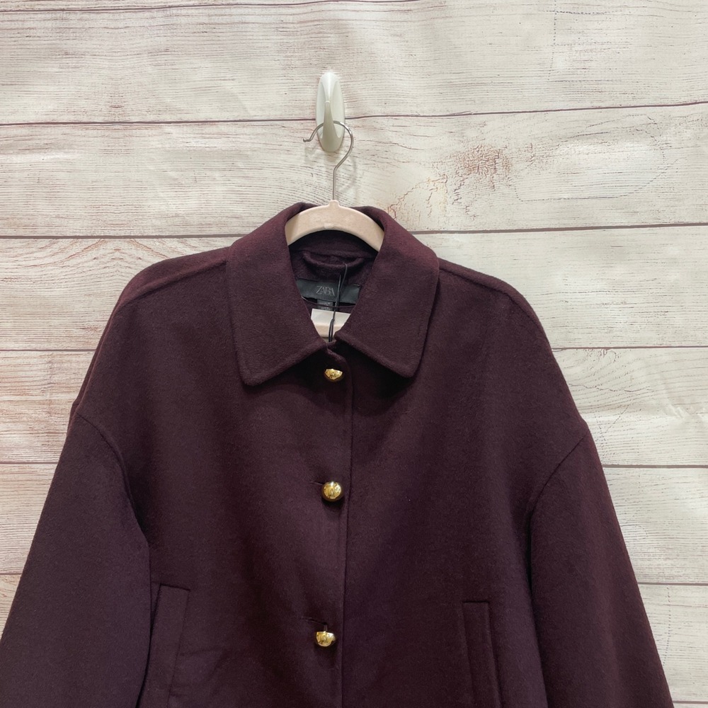 NEW‎ WITH TAGS ZARA WOOL BLEND BLAZER IN BURGUNDY - Picture 4 of 8
